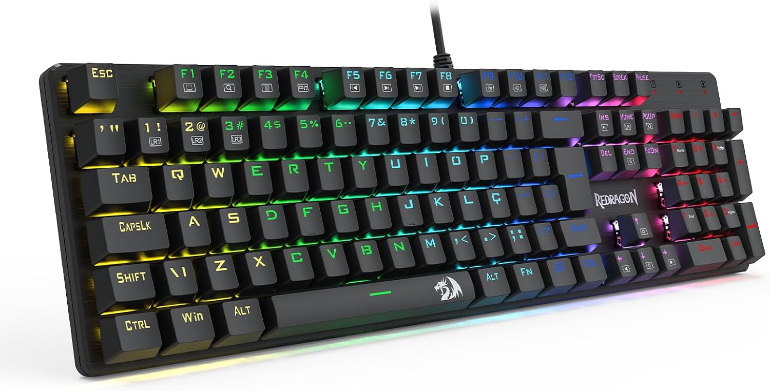TECLADO MECANICO GAMER REDRAGON SINDRI RAINBOW PRETO: imagem principal