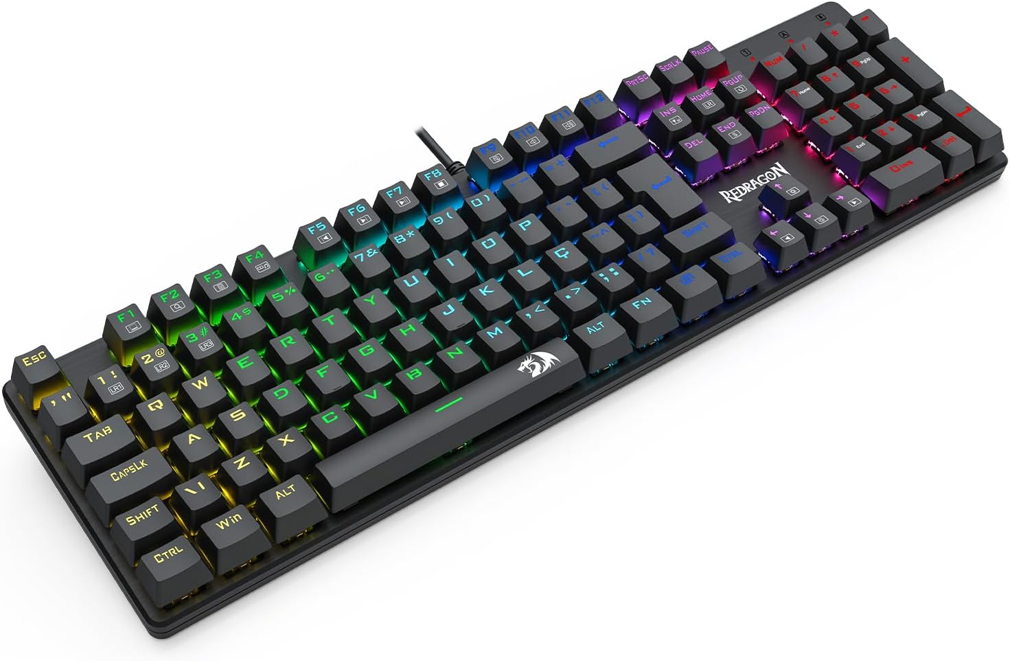 TECLADO MECANICO GAMER REDRAGON SINDRI RAINBOW PRETO: imagem adicional