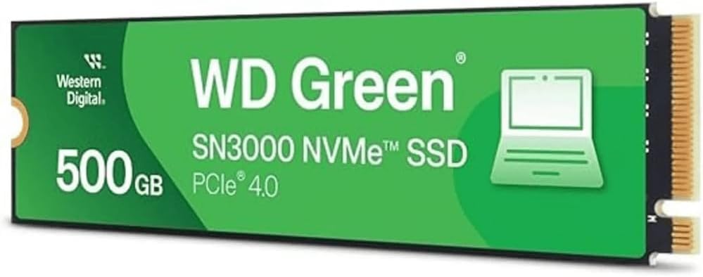 Western Digital SSD interno 500GB WD Green SN3000 NVMe - Unidade de estado sólido - PCIe Gen4, M.2 2280, até 5.000 MB/s - WDS500G4G0E: imagem adicional