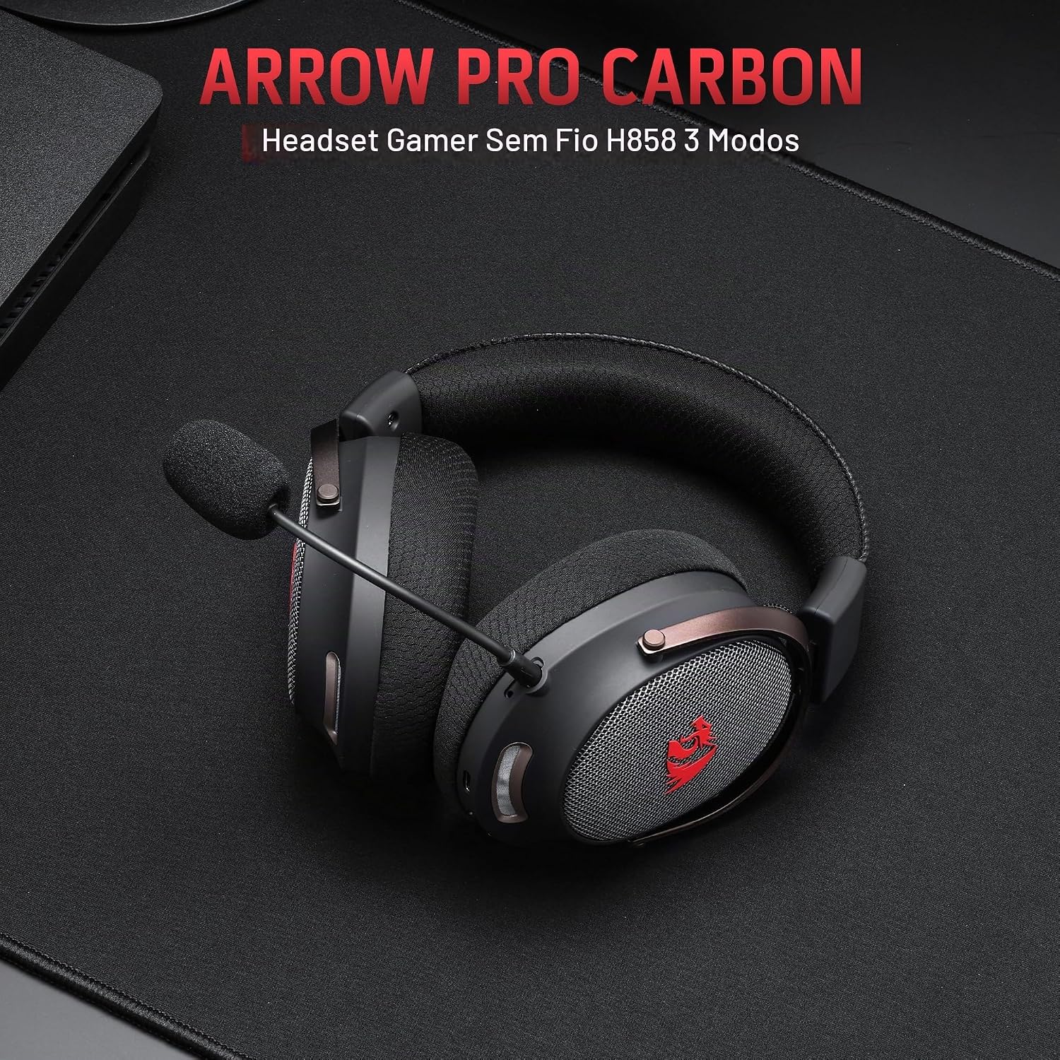 Headset Gamer Redragon Arrow Preto 7.1 Surround Virtual USB Tipo-C Microfone Removível Drivers 53mm H858: imagem adicional