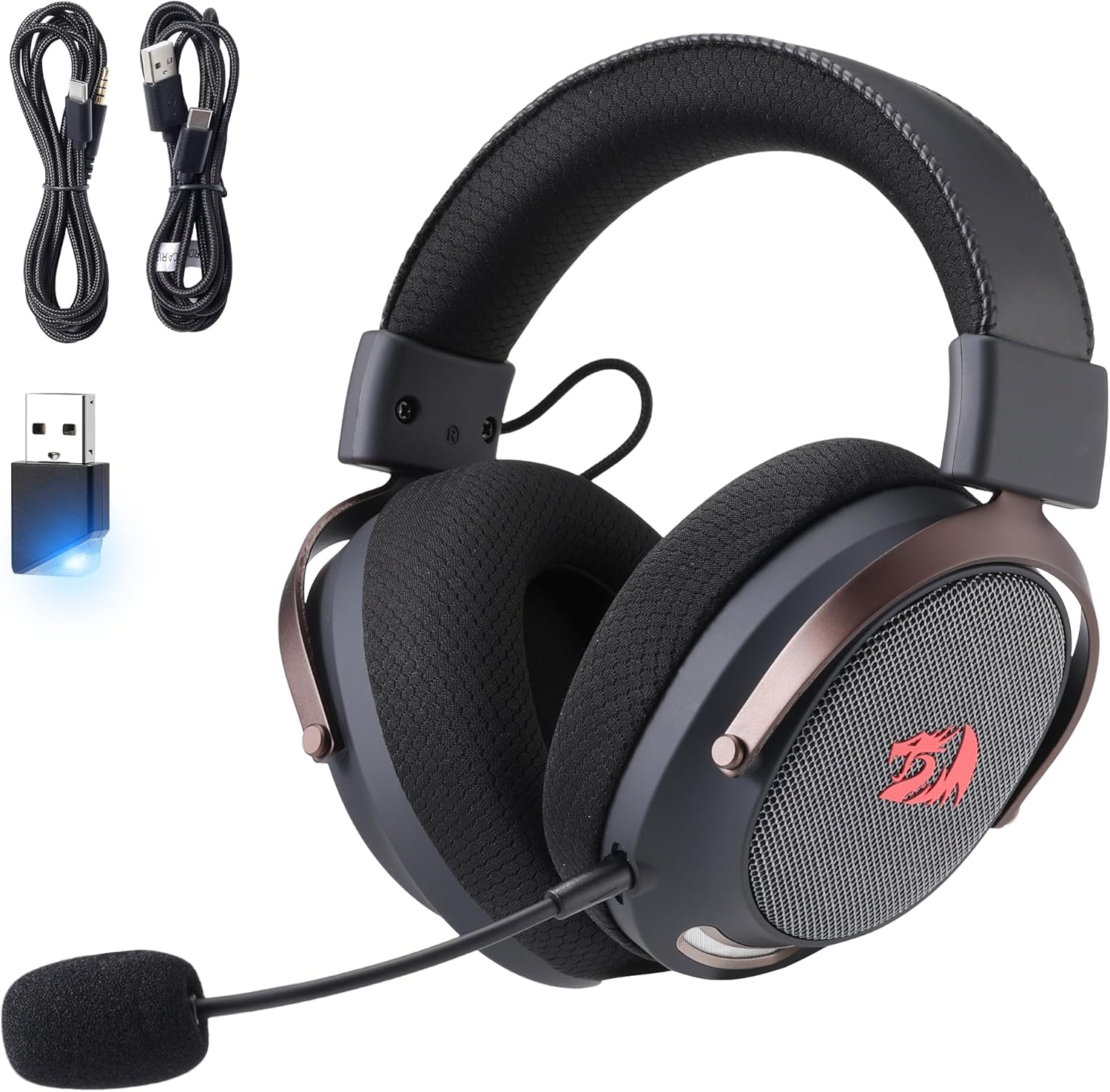 Headset Gamer Redragon Arrow Preto 7.1 Surround Virtual USB Tipo-C Microfone Removível Drivers 53mm H858: imagem adicional