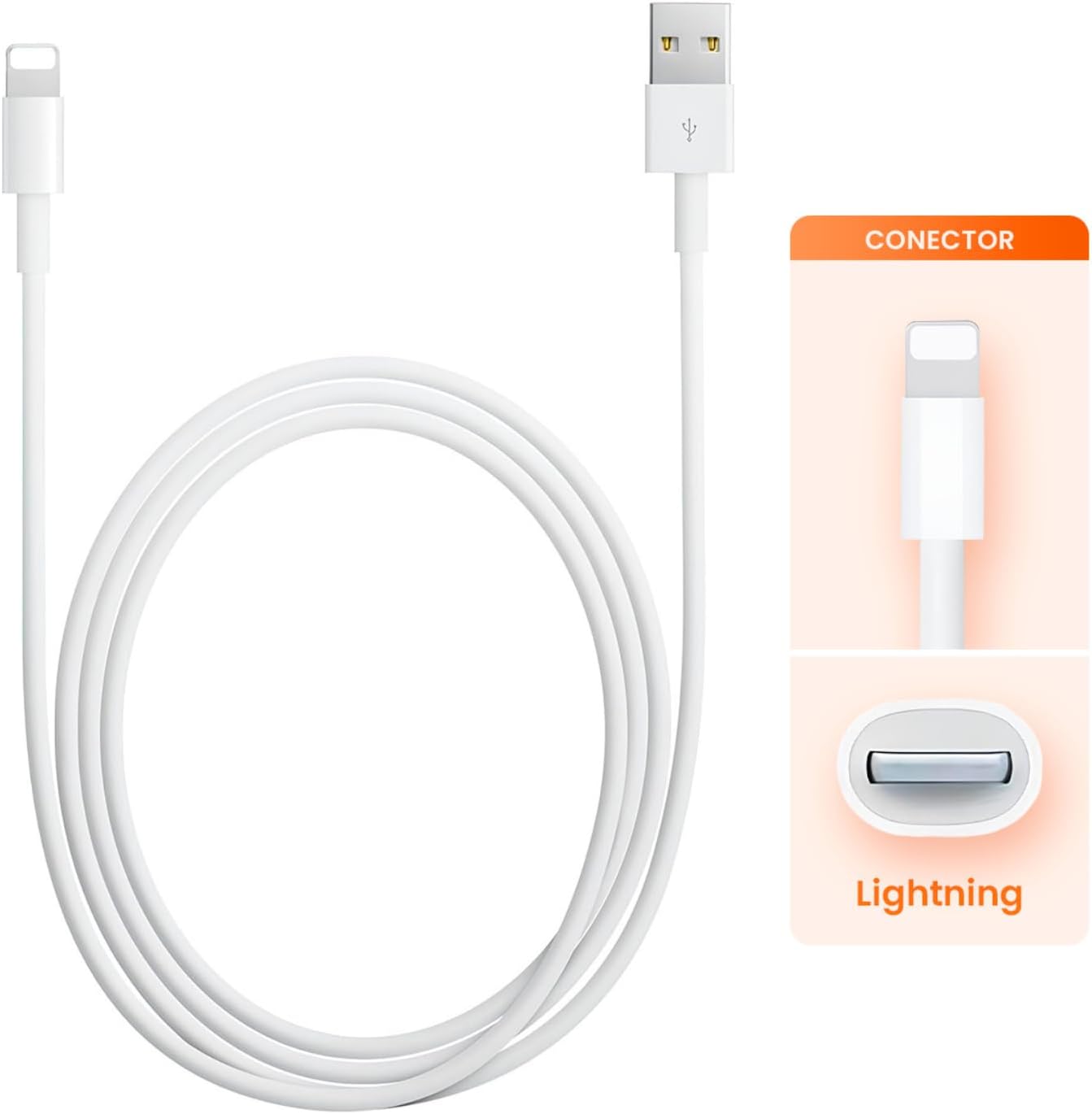 Cabo USB para Lightning Reforçado 1M, Compatível com iPhone 6 7 8 X Xs 11 Se 12 Xr 13 14 Pro Max – Carregamento Turbo e Transferência de Dados: imagem adicional