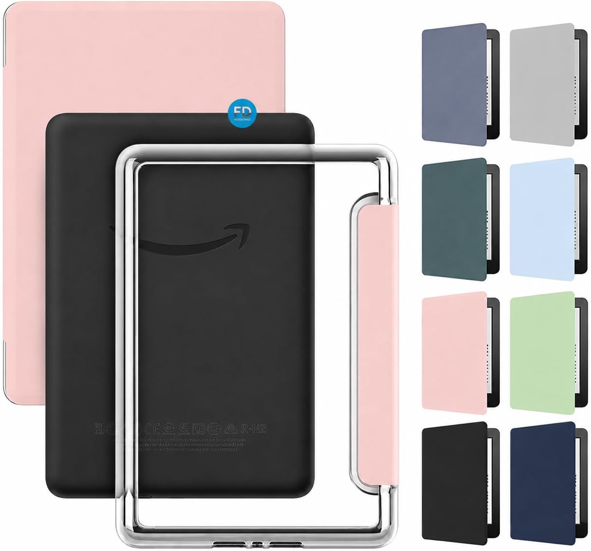 Capa Capinha Case para Kindle 11ª Geração 2024 e 2022 (C2V2L3 e RS23CV) de 6 Polegadas com Função Ativa e Desativa e Fundo em Acrílico (Rosa Claro): imagem principal