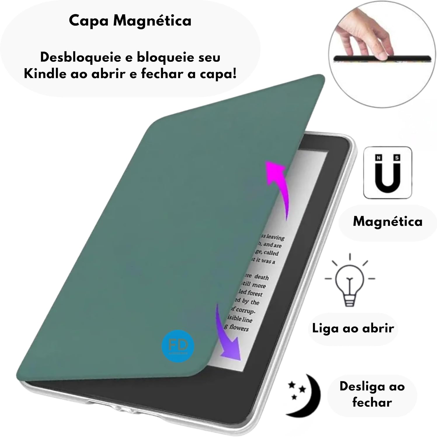Capa Capinha Case para Kindle 11ª Geração 2024 e 2022 (C2V2L3 e RS23CV) de 6 Polegadas com Função Ativa e Desativa e Fundo em Acrílico (Rosa Claro): imagem adicional