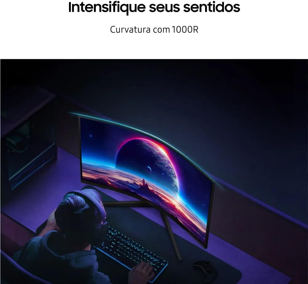 Monitor Gamer Samsung Odyssey G5 27, Resolução QHD, Taxa de atualização de 165Hz & 1ms de tempo de resposta (MPRT), Curvatura com 1000R, HDR 10, AMD FreeSync, Eye Saver Mode & Flicker Free Mode: imagem adicional
