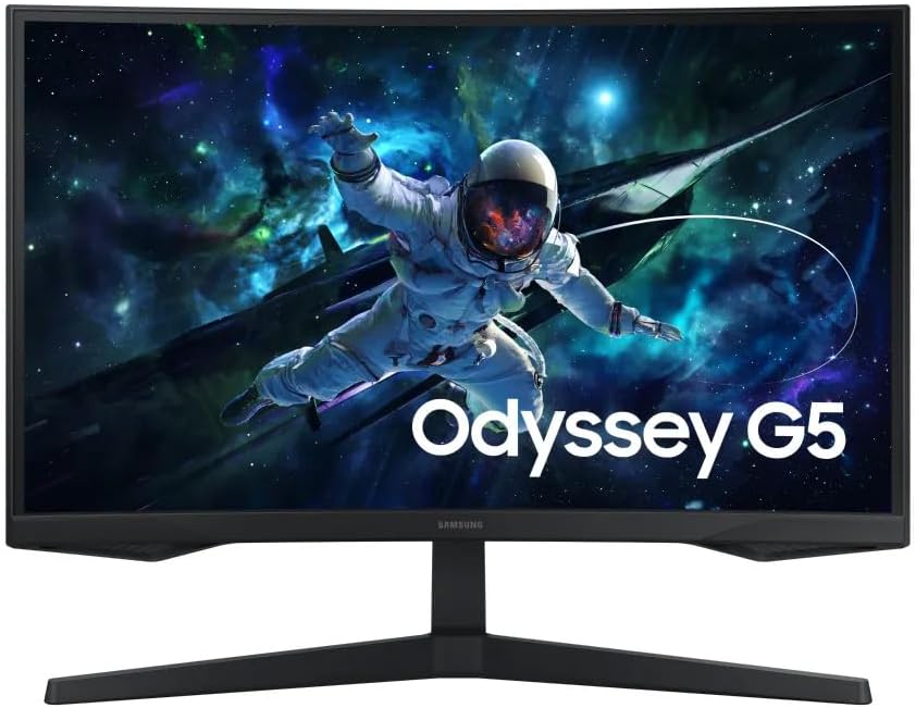 Monitor Gamer Samsung Odyssey G5 27, Resolução QHD, Taxa de atualização de 165Hz & 1ms de tempo de resposta (MPRT), Curvatura com 1000R, HDR 10, AMD FreeSync, Eye Saver Mode & Flicker Free Mode: imagem adicional