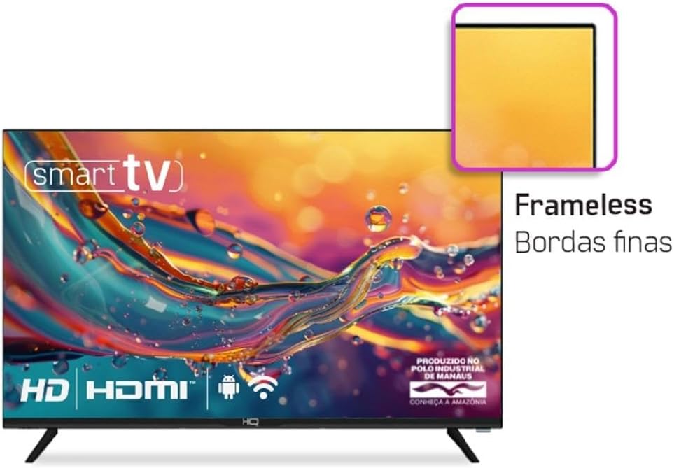 Smart TV HQ 24" HD tela sem bordas Android 12 design slim HQS24NKHM: imagem adicional