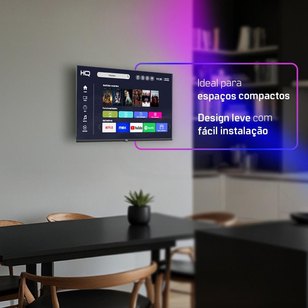Smart TV HQ 24" HD tela sem bordas Android 12 design slim HQS24NKHM: imagem adicional
