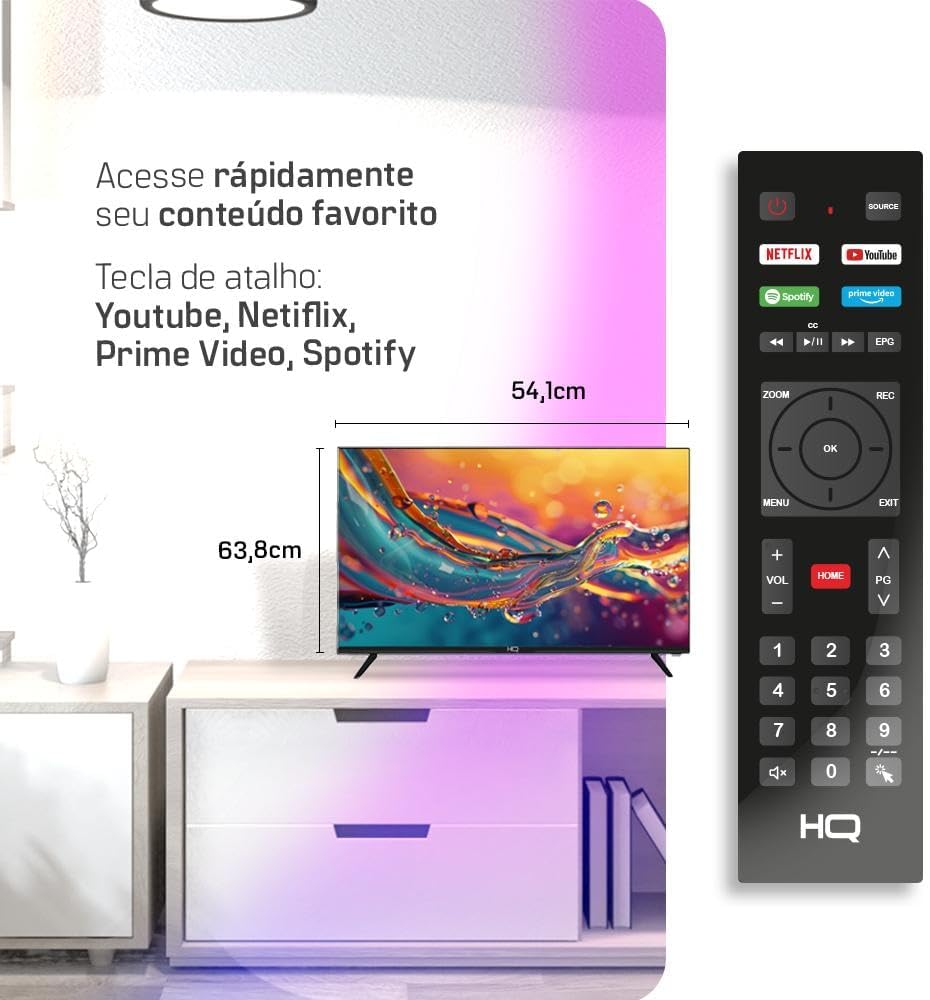 Smart TV HQ 24" HD tela sem bordas Android 12 design slim HQS24NKHM: imagem adicional