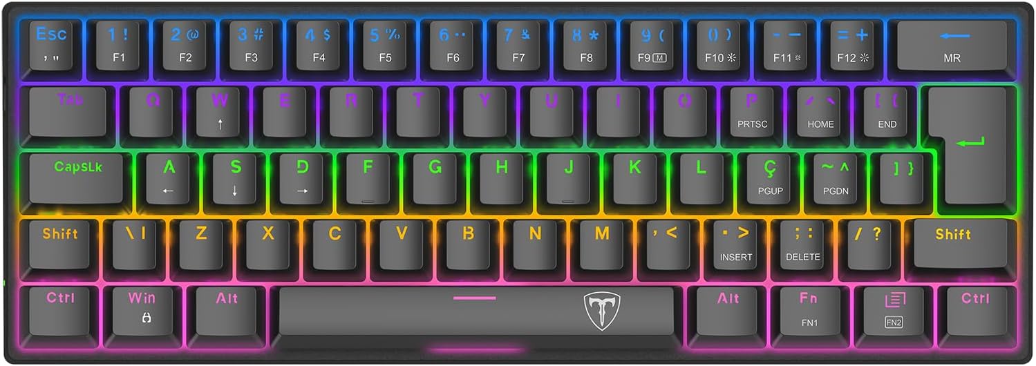 Teclado Mecânico Gamer T-Dagger Arena Iluminação Rainbow Preto 60% Switch Marrom T-TGK321-BR: imagem adicional