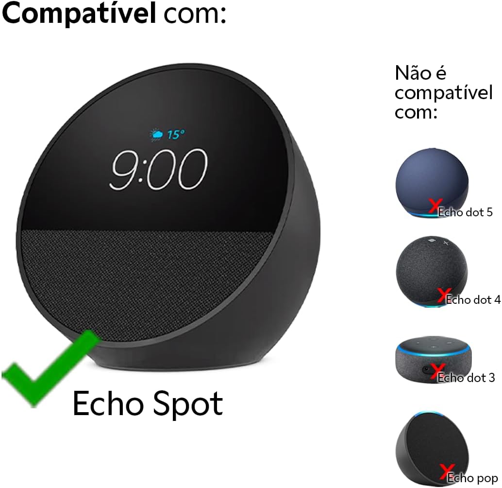 Splin Suporte Base de Mesa para Amazon Echo Spot, Modelo Spot Joy, Preto - a mais good vibes: imagem principal
