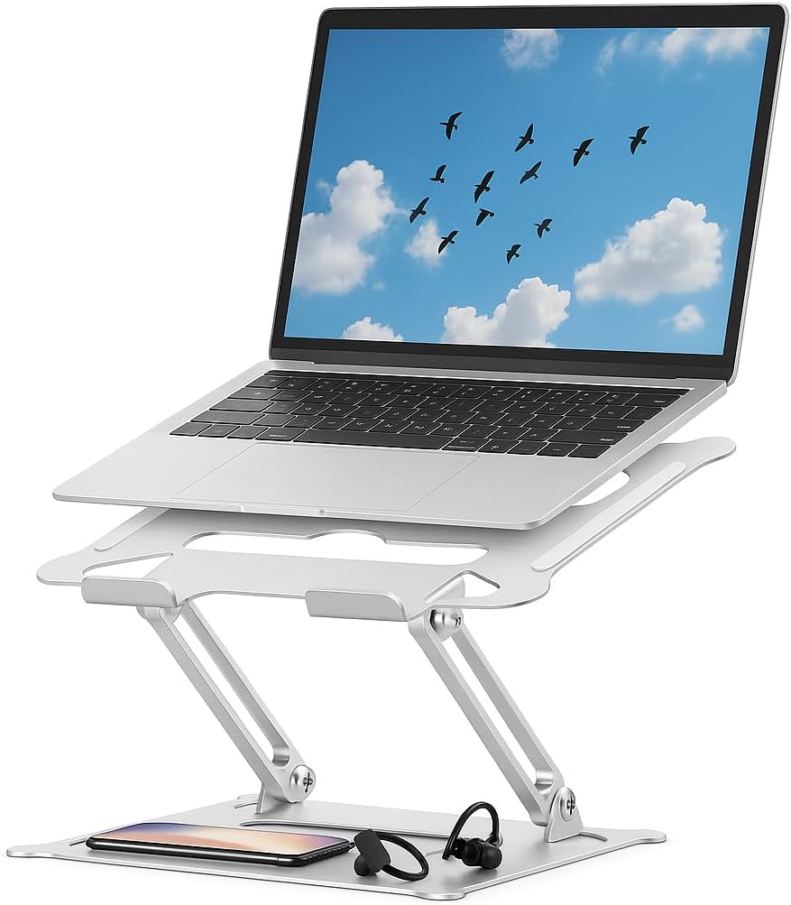Suporte para Notebook em Aço Carbono Apoio Ajustável Apoiador Dobrável E Ergonômico Ventilado para Mac Notebook MacBook Pro/Air Lenovo Dell e Mais (10-17 Laptop) até 17.3" (10KG) Home Office e Estudos: imagem principal