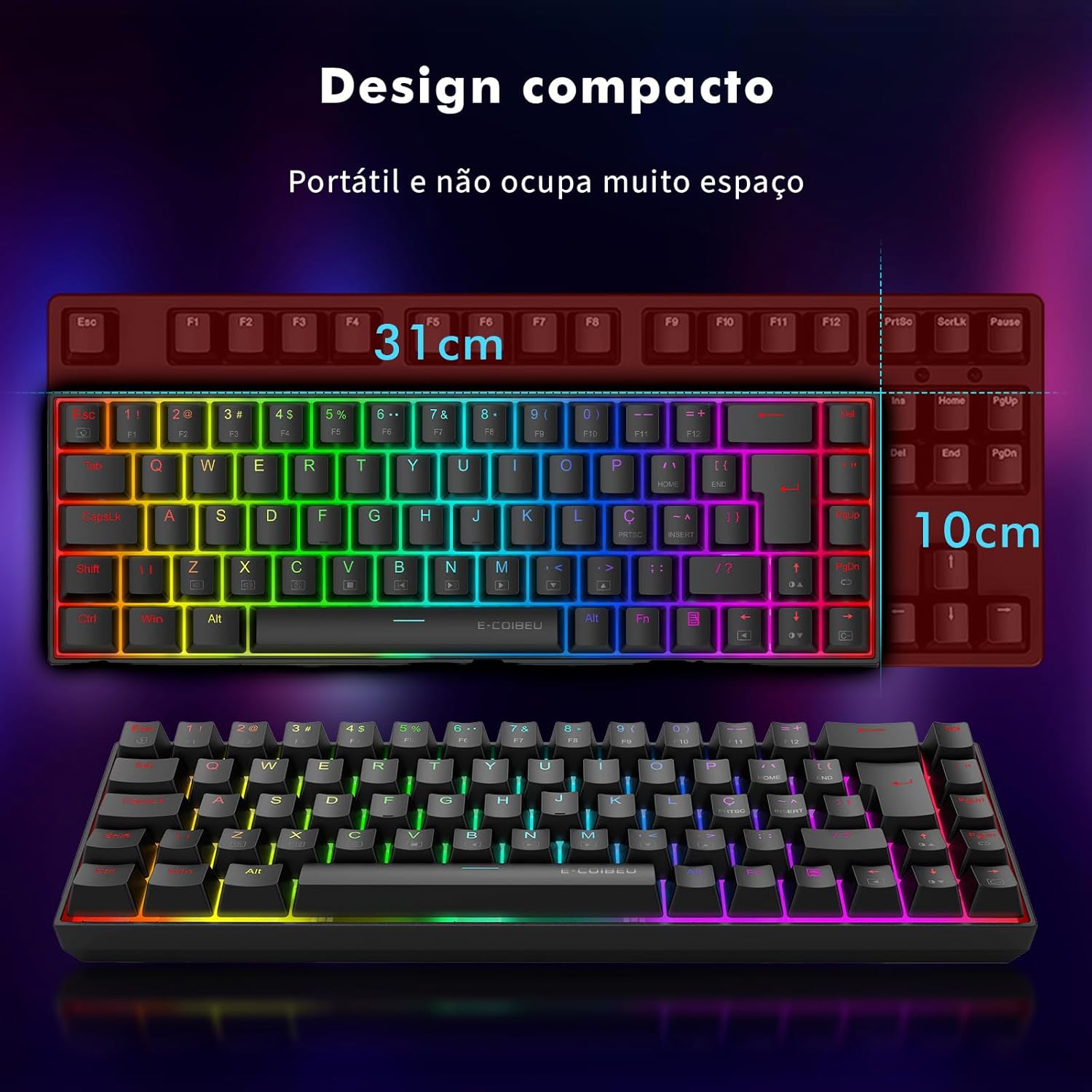 Teclado Gamer Mecanico, RGB, Switch Vermelho Hot-Swap, Anti-Ghosting, USB-C com Fio: imagem adicional