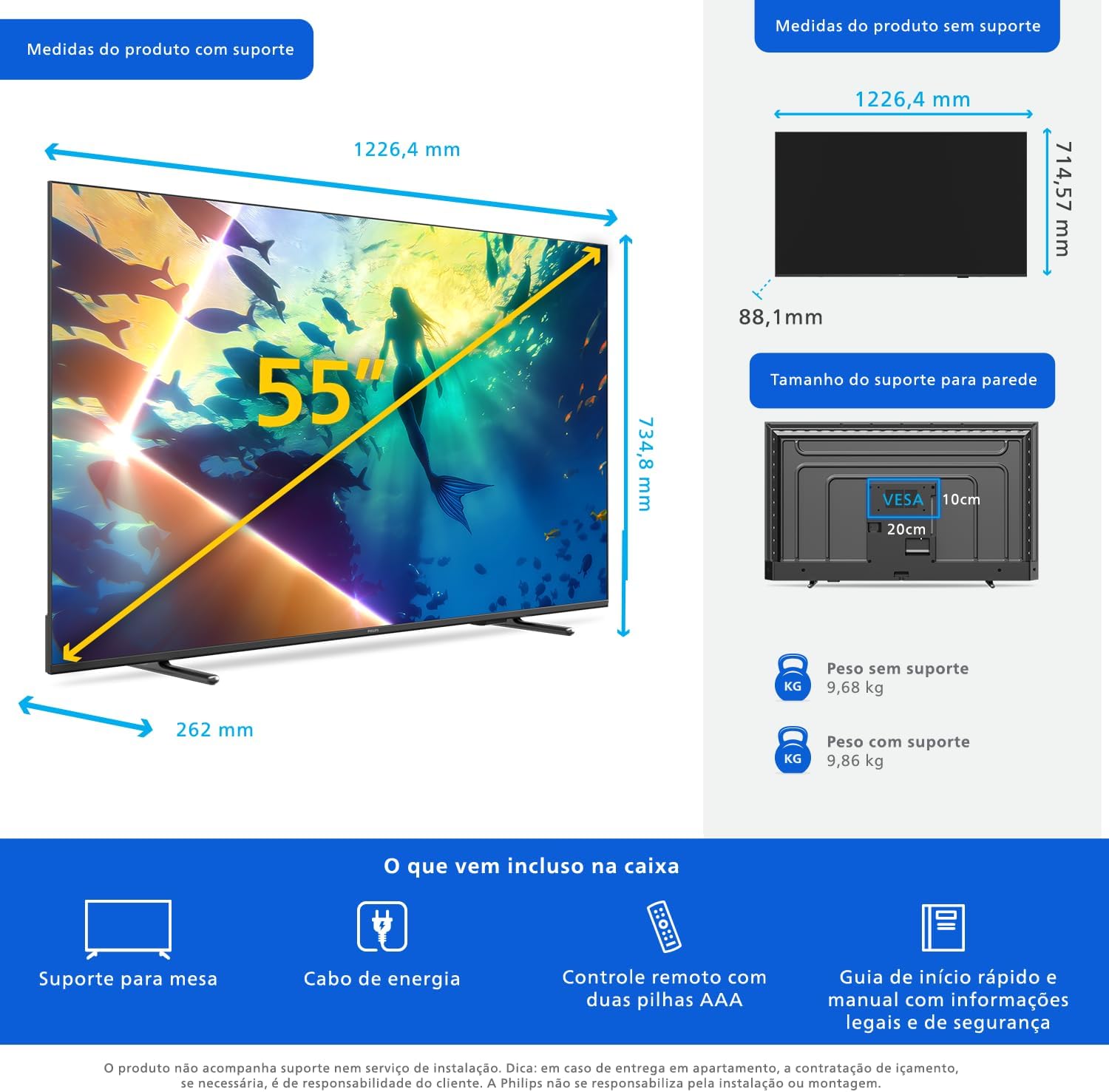 PHILIPS, Smart TV Ambilight 55" 4K, Titan OS, 55PUG8100/78, Comando de Voz, HDR10+/Dolby Atmos, VRR/ALLM, Bluetooth: imagem adicional