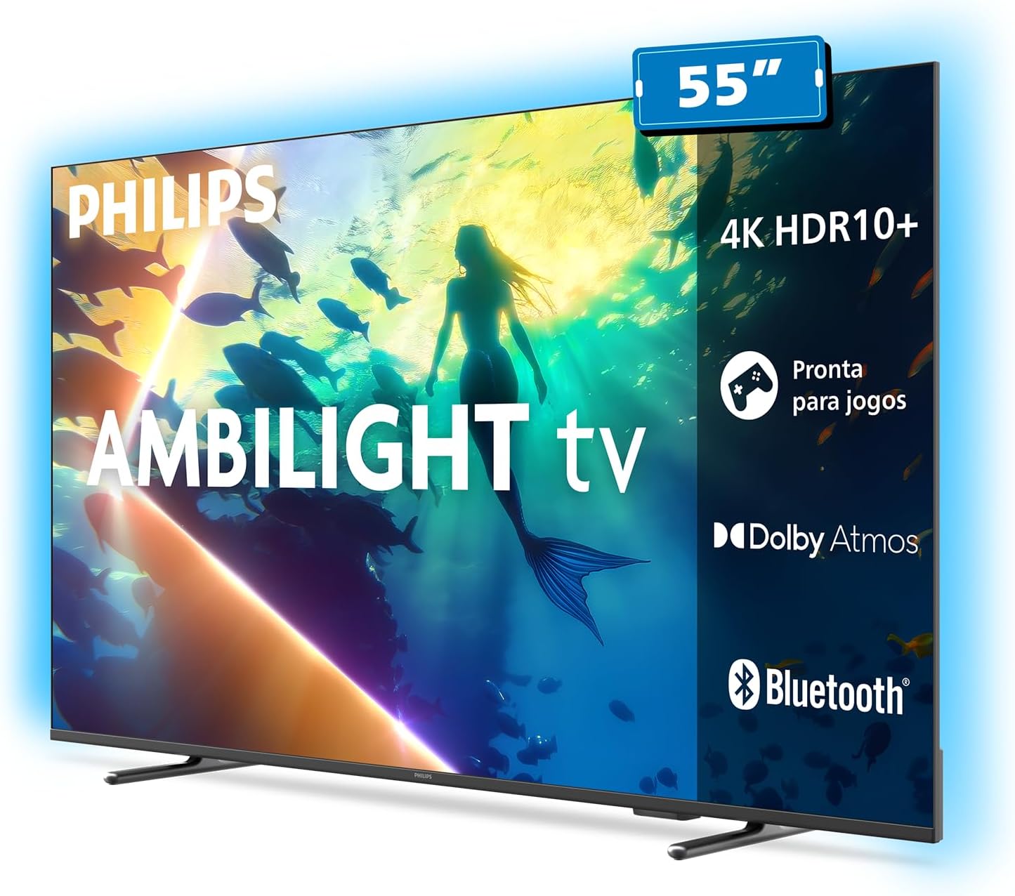 PHILIPS, Smart TV Ambilight 55" 4K, Titan OS, 55PUG8100/78, Comando de Voz, HDR10+/Dolby Atmos, VRR/ALLM, Bluetooth: imagem adicional