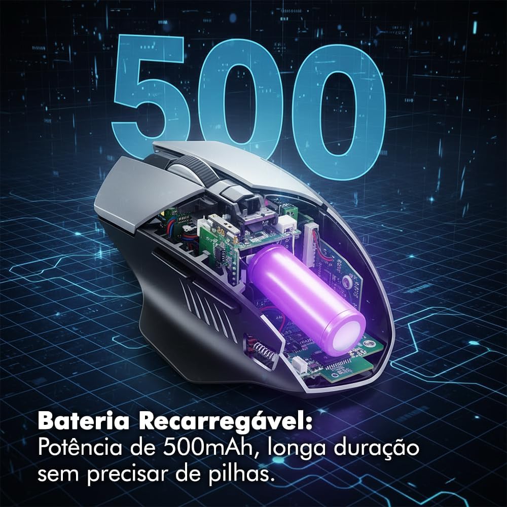 Mouse Gamer Easy Gaming Sem Fio Recarregável – 1600 DPI Ajustável, Teclas Super Silenciosas, USB 2.4GHz, Design Ergonômico, Bateria de Longa Duração, Óptico Preciso: imagem principal