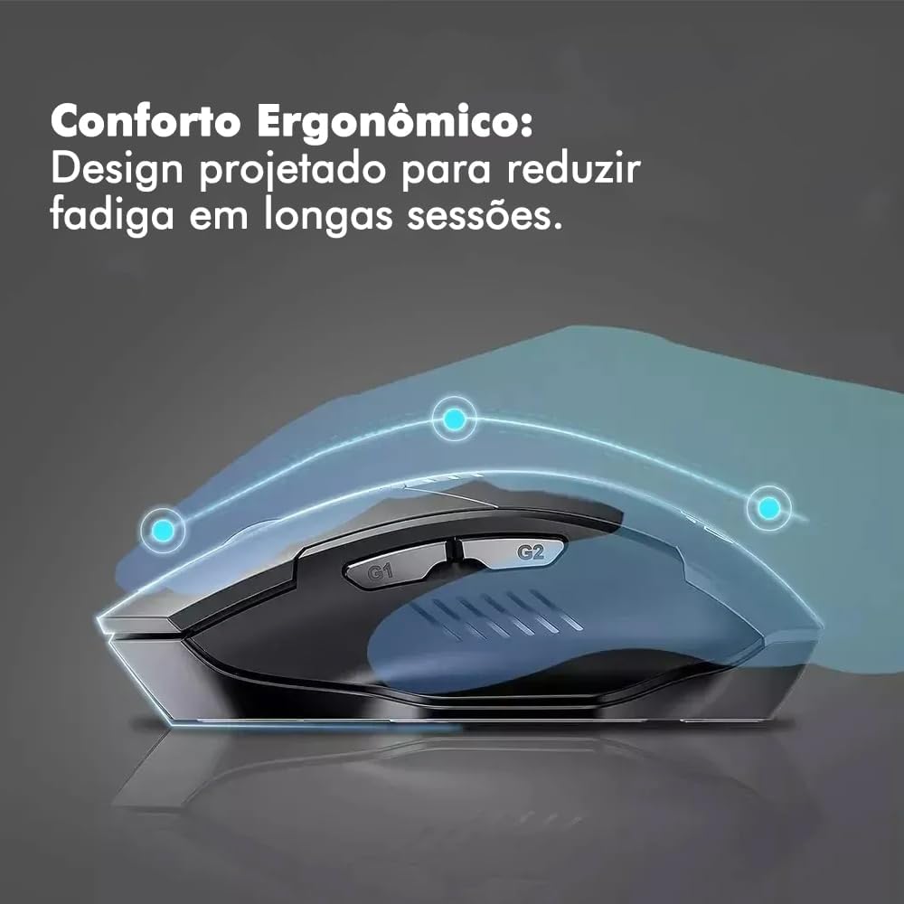 Mouse Gamer Easy Gaming Sem Fio Recarregável – 1600 DPI Ajustável, Teclas Super Silenciosas, USB 2.4GHz, Design Ergonômico, Bateria de Longa Duração, Óptico Preciso: imagem adicional