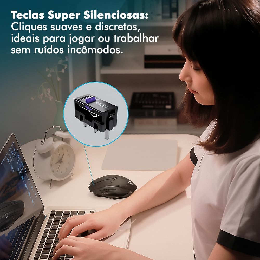 Mouse Gamer Easy Gaming Sem Fio Recarregável – 1600 DPI Ajustável, Teclas Super Silenciosas, USB 2.4GHz, Design Ergonômico, Bateria de Longa Duração, Óptico Preciso: imagem adicional