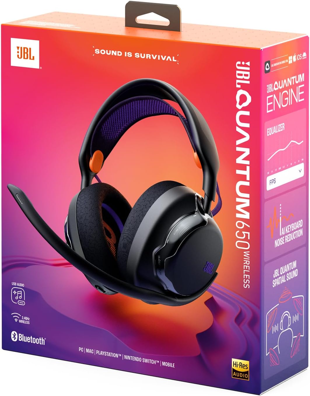 JBL, Fone de Ouvido Bluetooth, Quantum 650, Headset Gamer, Over Ear, Sem Fio, Cancelamento de Ruído - Preto: imagem adicional