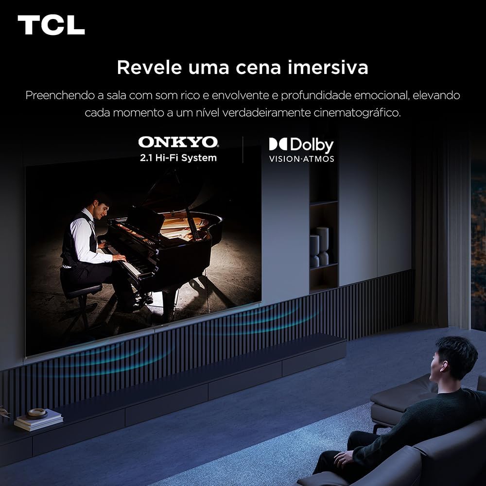 Smart TV TCL 65 Polegadas QLED 4K P8K WiFi Bluetooth Google TV 144Hz HDR10+ Dolby Atmos Vision 65P8K: imagem adicional