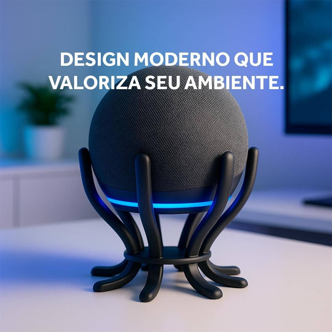 Suporte para Echo Dot 4ª e 5ª Geração, Base Polvo compátivel com Alexa 4 5 Geracao, Design Moderno e Estável, Organizador para Dot TimeClick (Preto Fosco): imagem adicional