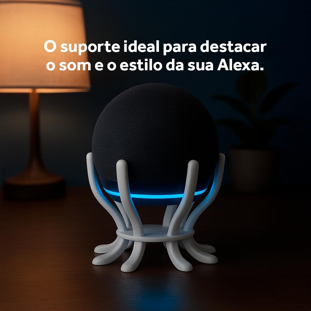 Suporte para Echo Dot 4ª e 5ª Geração, Base Polvo compátivel com Alexa 4 5 Geracao, Design Moderno e Estável, Organizador para Dot TimeClick (Preto Fosco): imagem adicional