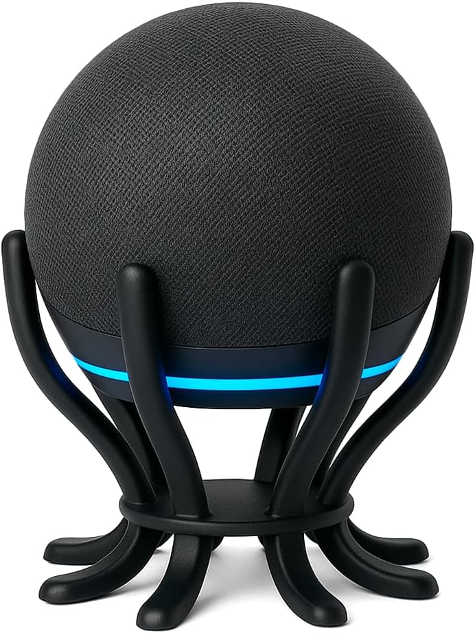 Suporte para Echo Dot 4ª e 5ª Geração, Base Polvo compátivel com Alexa 4 5 Geracao, Design Moderno e Estável, Organizador para Dot TimeClick (Preto Fosco): imagem adicional