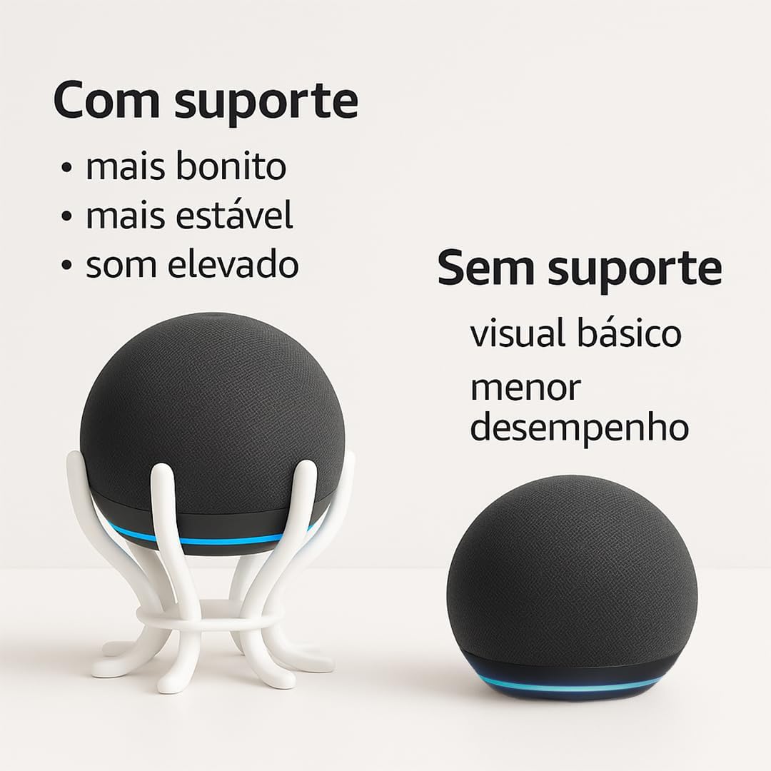 Suporte para Echo Dot 4ª e 5ª Geração, Base Polvo compátivel com Alexa 4 5 Geracao, Design Moderno e Estável, Organizador para Dot TimeClick (Preto Fosco): imagem adicional