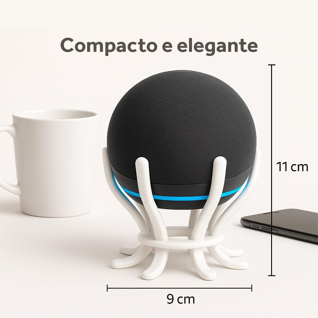 Suporte para Echo Dot 4ª e 5ª Geração, Base Polvo compátivel com Alexa 4 5 Geracao, Design Moderno e Estável, Organizador para Dot TimeClick (Preto Fosco): imagem adicional