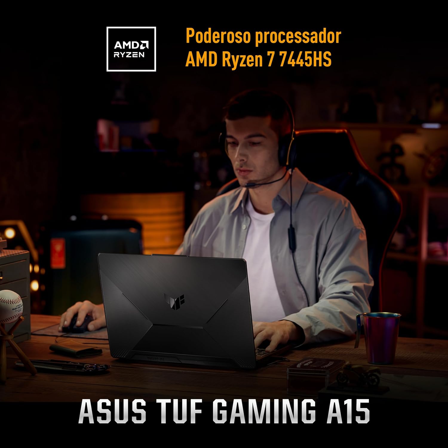 Notebook Gamer ASUS TUF Gaming A15, RTX3050 AMD RYZEN 7, 16 GB, 512 GB SSD, W11 Home, 15.6'' IPS 144Hz, Graphite Black - FA506NCG-HN217W: imagem adicional