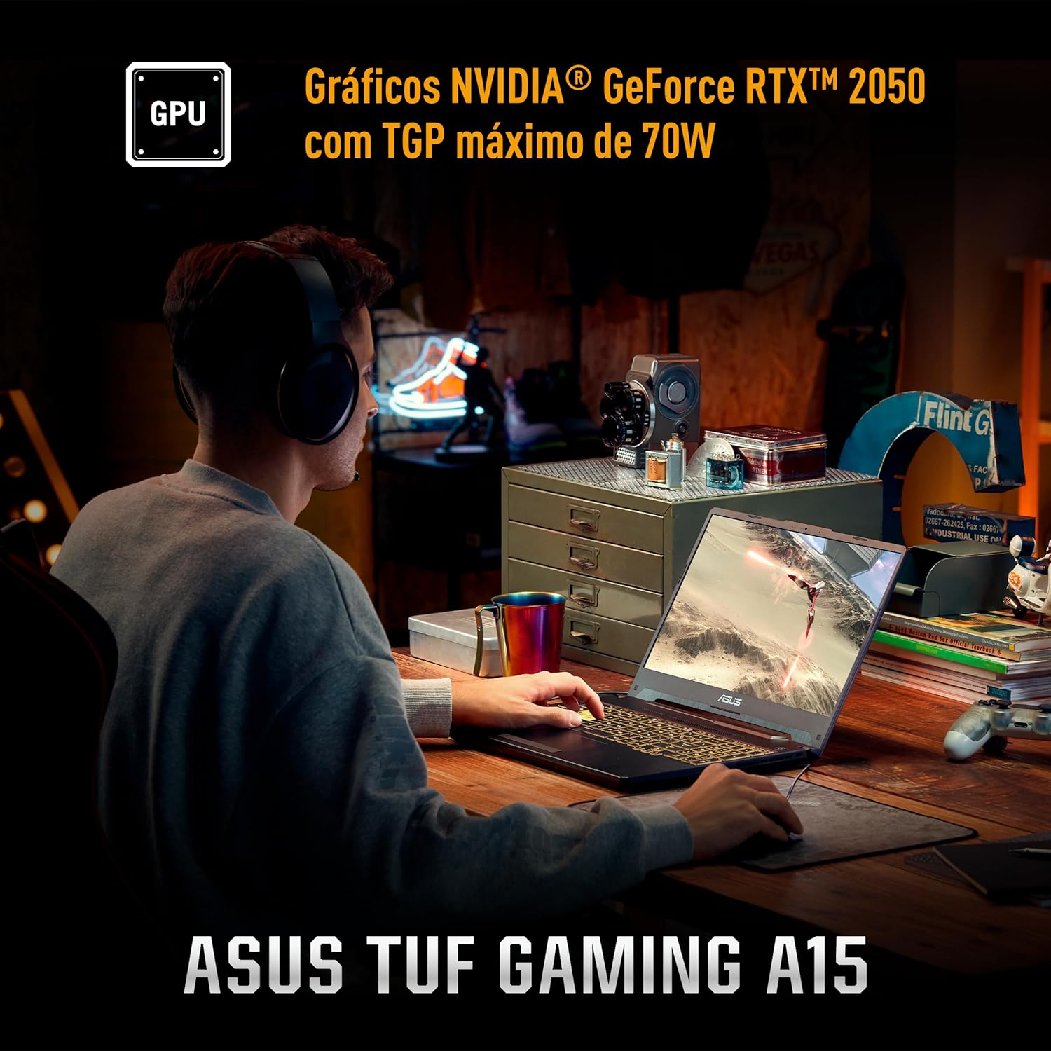 Notebook Gamer ASUS TUF Gaming A15, RTX3050 AMD RYZEN 7, 16 GB, 512 GB SSD, W11 Home, 15.6'' IPS 144Hz, Graphite Black - FA506NCG-HN217W: imagem adicional