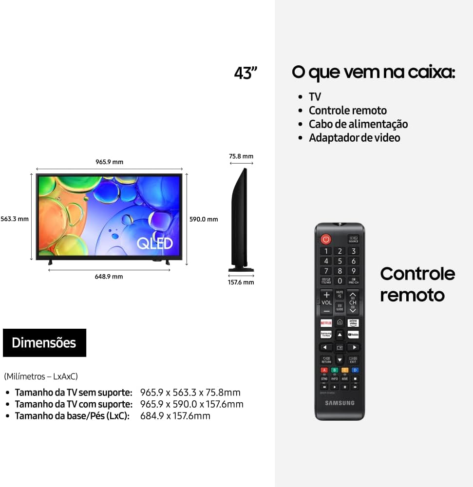 Samsung Smart TV 43" QLED Full HD Q5F 2025, Xbox Cloud Gaming, Canais Gratuitos, HDR, Som em Movimento Virtual: imagem adicional