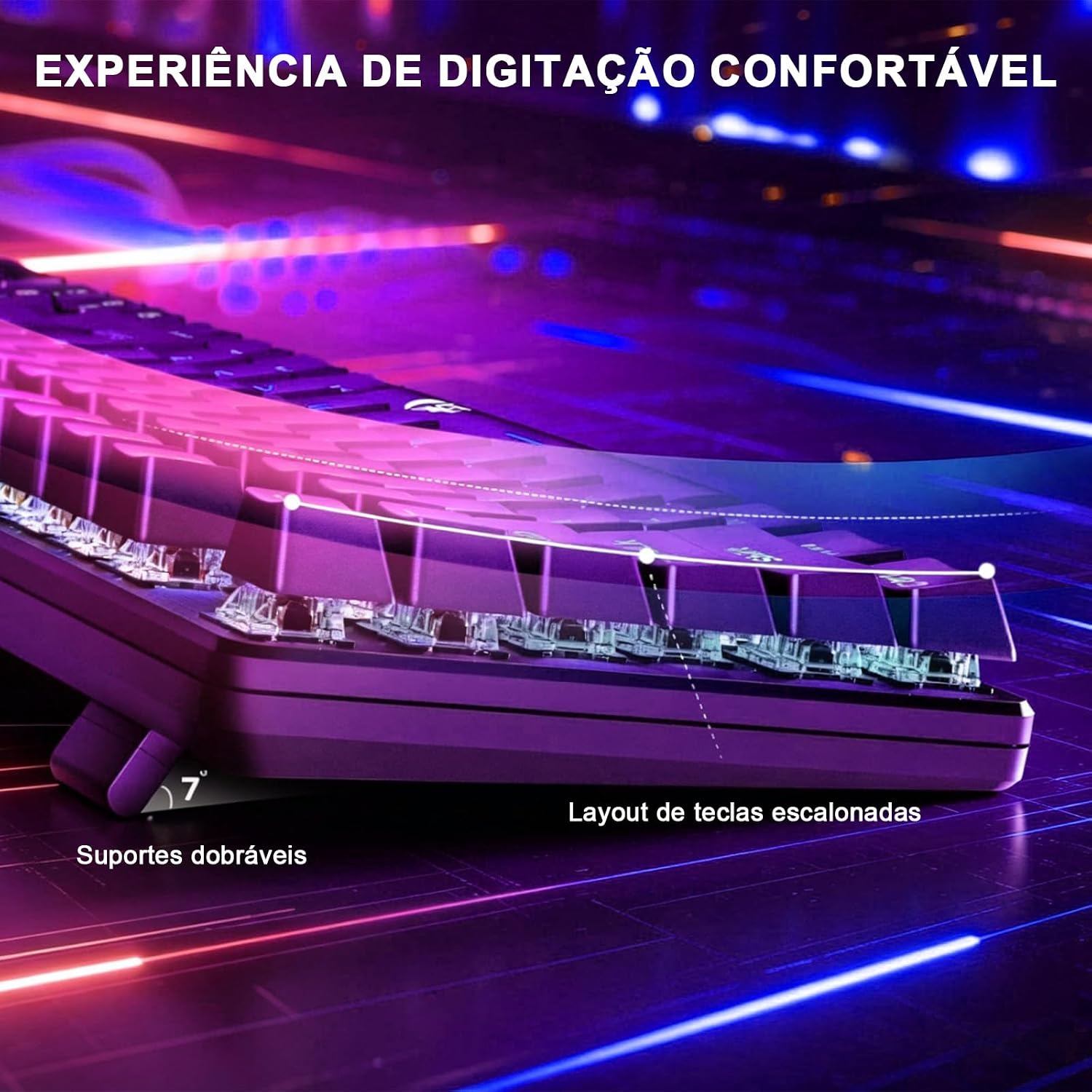 Teclado Mecânico para Jogos com Fio 98 Teclas, 17 Modos de Iluminação RGB, Sem Fantasmas, Compatível com PC, Notebook e Mac: imagem adicional