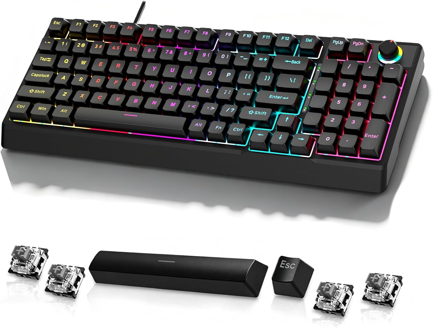 Teclado Mecânico para Jogos com Fio 98 Teclas, 17 Modos de Iluminação RGB, Sem Fantasmas, Compatível com PC, Notebook e Mac: imagem adicional
