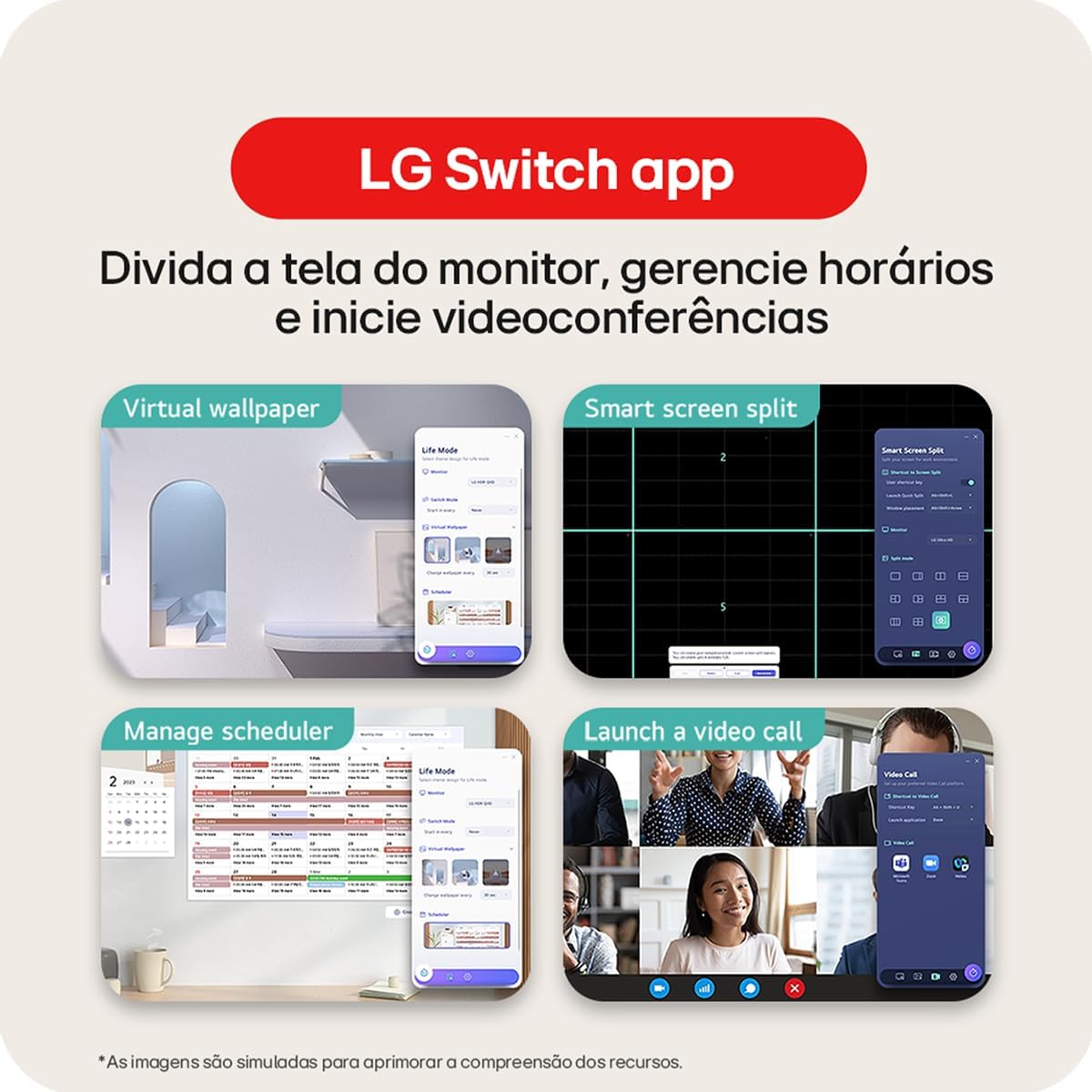 Monitor LG FHD Home & Office 22U403A-B 22”, 1ms (MBR), 120Hz (O/C), Modo leitura, Flicker Safe, HDMI, Switch, Black Stabilizer, Dynamic Action Sync: imagem adicional