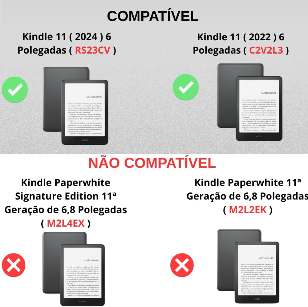 Capa Para Kindle 11ª Geração 2024 e 2022 (C2V2L3 e RS23CV) 6 Polegadas Acrílico Sistema de Hibernação - Fechamento Magnético (Verde Claro): imagem principal