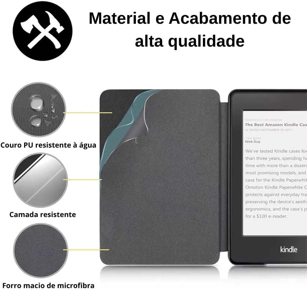 Capa Para Kindle 11ª Geração 2024 e 2022 (C2V2L3 e RS23CV) 6 Polegadas Acrílico Sistema de Hibernação - Fechamento Magnético (Verde Claro): imagem adicional