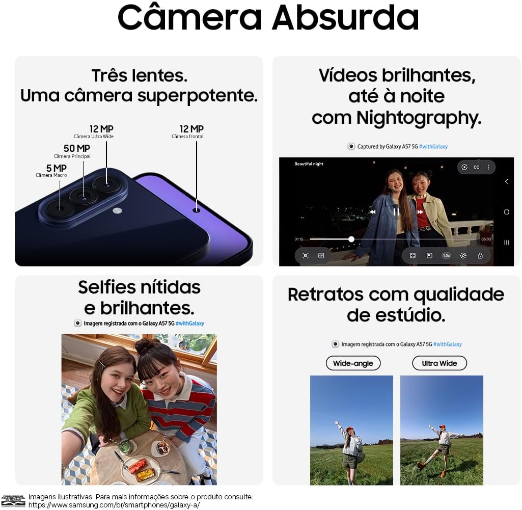 Celular Samsung Galaxy A57 5g 256GB, 8GB RAM, Câmera Tripla de até 50MP Ois, Selfie de 12MP Video Hdr, Ip68, Tela Super AMOLED 6.7", Até 6 Atualizações de Android e Segurança (Azul Escuro): imagem adicional