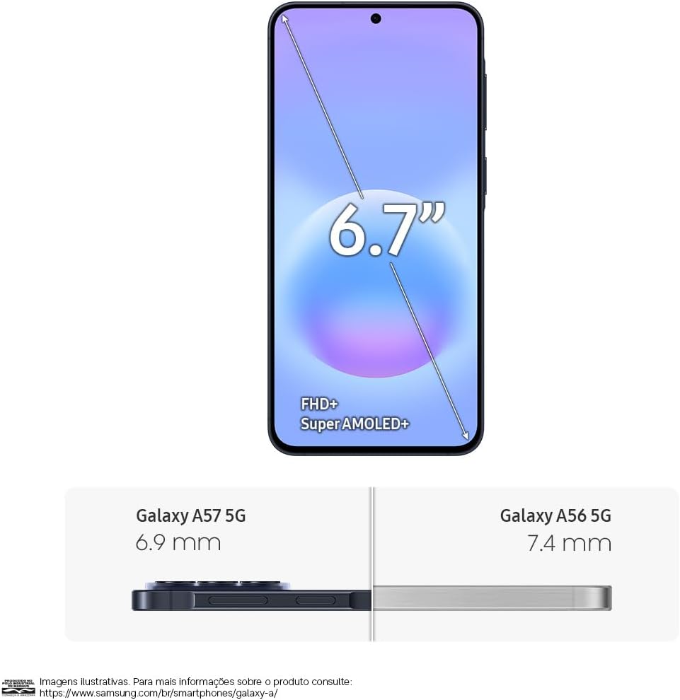 Celular Samsung Galaxy A57 5g 256GB, 8GB RAM, Câmera Tripla de até 50MP Ois, Selfie de 12MP Video Hdr, Ip68, Tela Super AMOLED 6.7", Até 6 Atualizações de Android e Segurança (Azul Escuro): imagem adicional