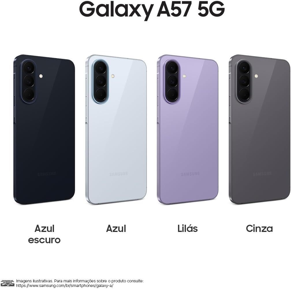 Celular Samsung Galaxy A57 5G 128GB, 8GB RAM, Câmera Tripla de até 50MP OIS, Selfie de 12MP Video HDR, IP68, Tela Super AMOLED 6.7", NFC, Recursos AI, Até 6 Atualizações de Android e Segurança (Lilás): imagem adicional