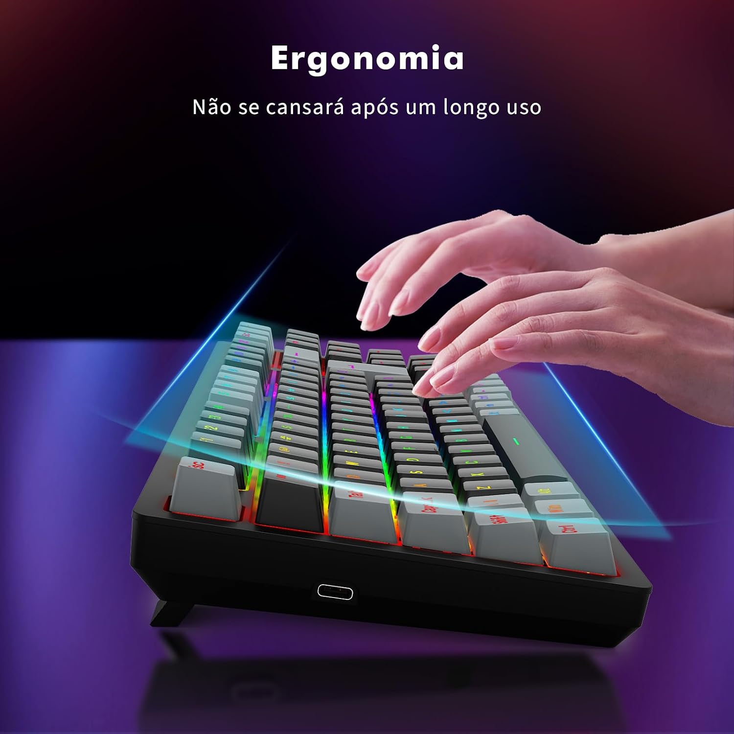 Teclado Mecânico Gamer com Fio 95 Teclas, RGB com 20 Modos de Iluminação, Switch Vermelho Hot Swap, Anti Ghosting, Teclado Compacto USB para PC, Notebook, Windows e Mac (Preto): imagem adicional